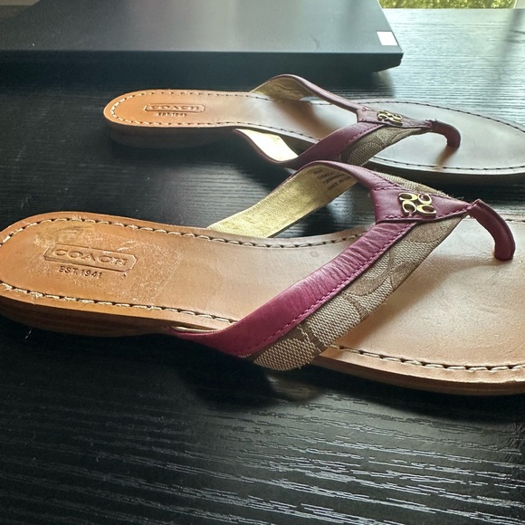 Coach Pink and Tan Sandals with Minimalist Design - Picture 2 of 2